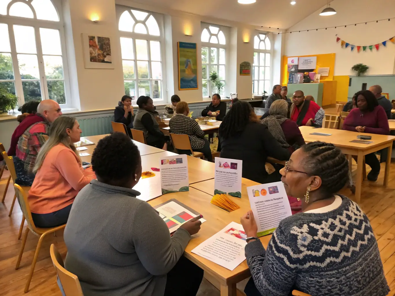 A photo of community members participating in an advocacy workshop, demonstrating SECOURS CATHOLIQUE's commitment to raising awareness and promoting social justice.