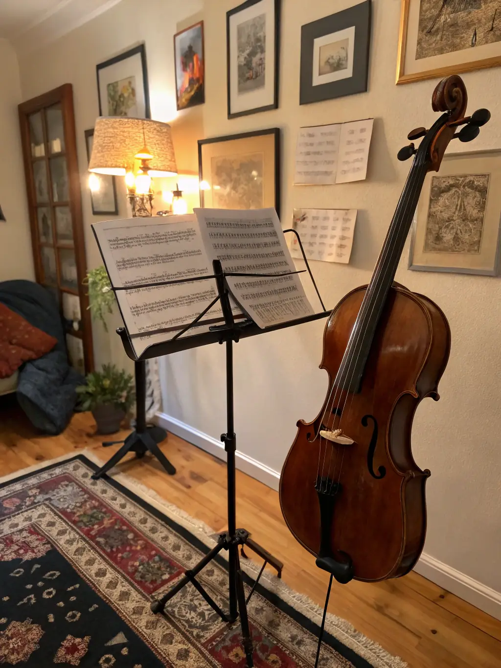 A photograph of a musical performance at Bibliothèques Pour Tous, featuring a local musician playing classical music.